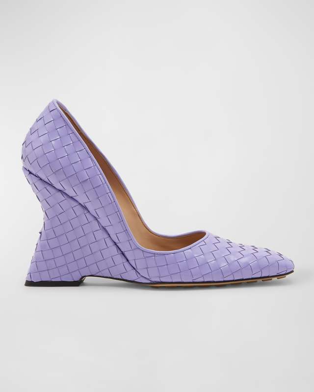Comet Intrecciato Leather Wedge Pumps